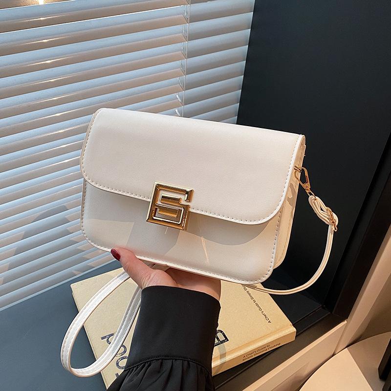 Retro Fashion Commuting All Match Lock Closure Small Bag Bag for Women's Summer New One Shoulder Crossbody Bag Textured Small Square Bag