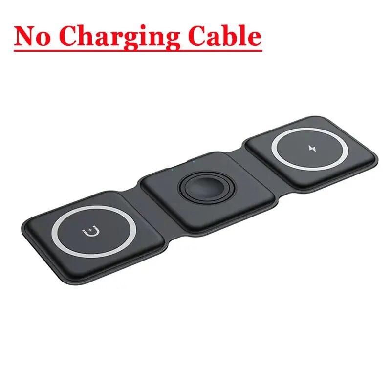 Foldalble Magnetic Wireless Charger Pad 3 In 1 Fast Charging Station for iPhone 15 14 13 12 Pro Max Apple Watch 8 7 6 AirPods