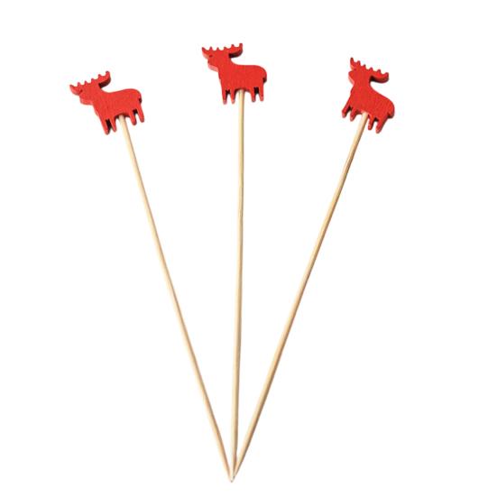 100PCS Cocktail Picks, Christmas Theme Disposable Fruit Tags, Bamboo Food Picks Toothpicks, for Fruits Desserts Cocktails Burgers