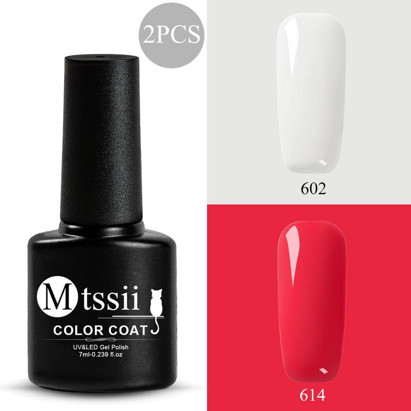 Mtssii 7ml Semi Permanent 3D Soak Off UV Gel Polish Set for Manicure Hybrid Nail Art Decoration
