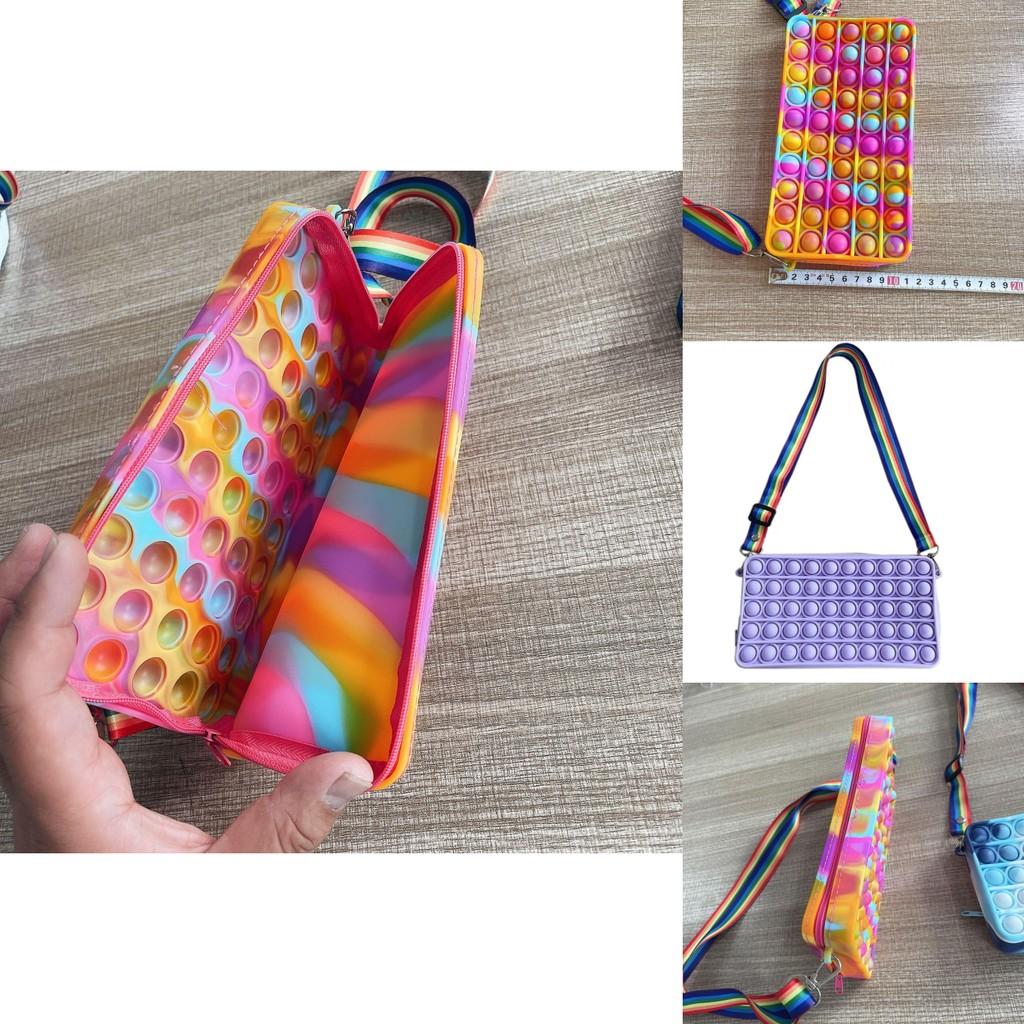 Soft Silicone Pop It Shoulder Bag With Decompression Toys For Stress Reduction
