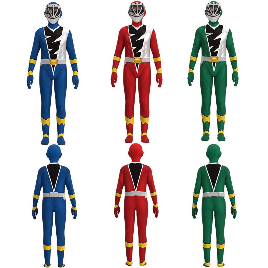 Red Green And Blue Kishiryu Sentai Ryusoulger Jumpsuit For Kids' Cosplay