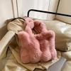 Женская повседневная сумка-тоут из искусственного меха однотонного цвета, зимняя сумка из искусственного кроличьего меха, большая вместительная мягкая сумка через плечо