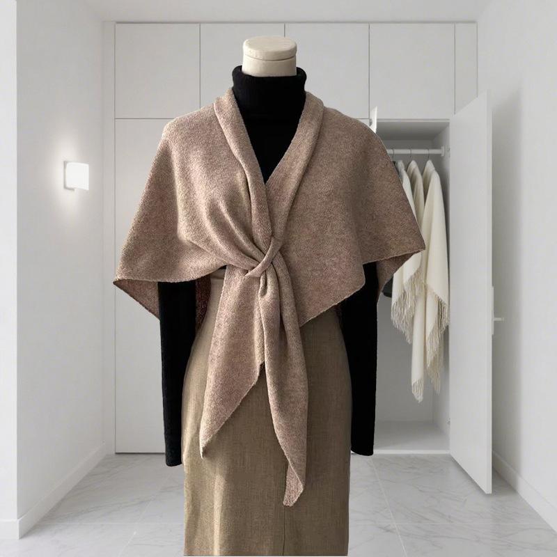 New Version Women’s Neck Wrap • Autumn & Winter Thickened Warm Shoulder Shawl • Female Triangular Knitted Scarf