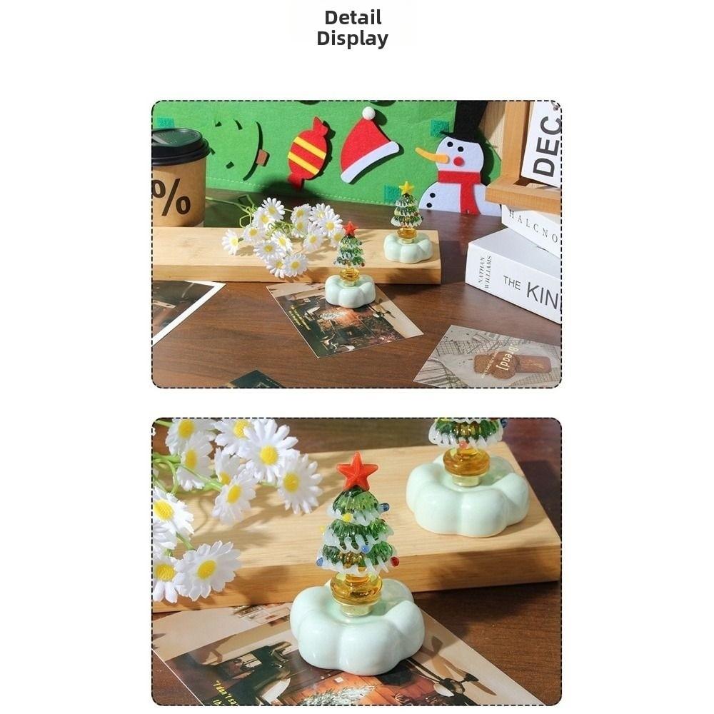 Solid Glass Glass Christmas Tree Figurine Rotating Base Christmas Tree Statue Home Decor
