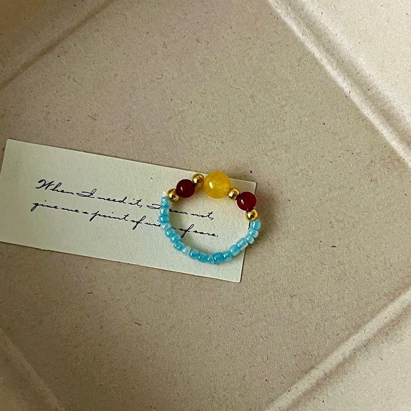 Цветное хрустальное кольцо с бисером, нишевый дизайн, чувство высокого класса, кольцо на палец, темперамент легкой роскоши, универсальные кольца-аксессуары