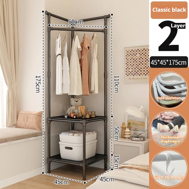 Multi-layer Coat Rack Floor Hanger Vertical Simple Vertical Clothes Hanger Corner Bedside Table Clothes Storage Cabinet Family