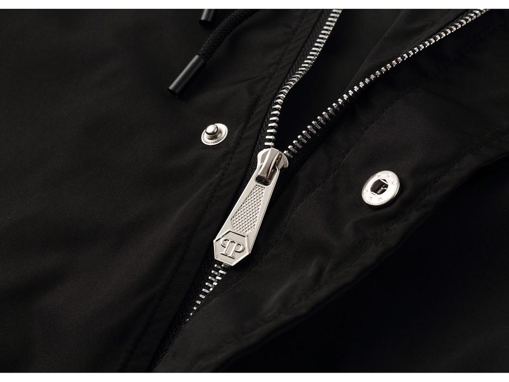 Мужская черная ветровка с капюшоном Philipp Plein - Коллекция Осень/Зима