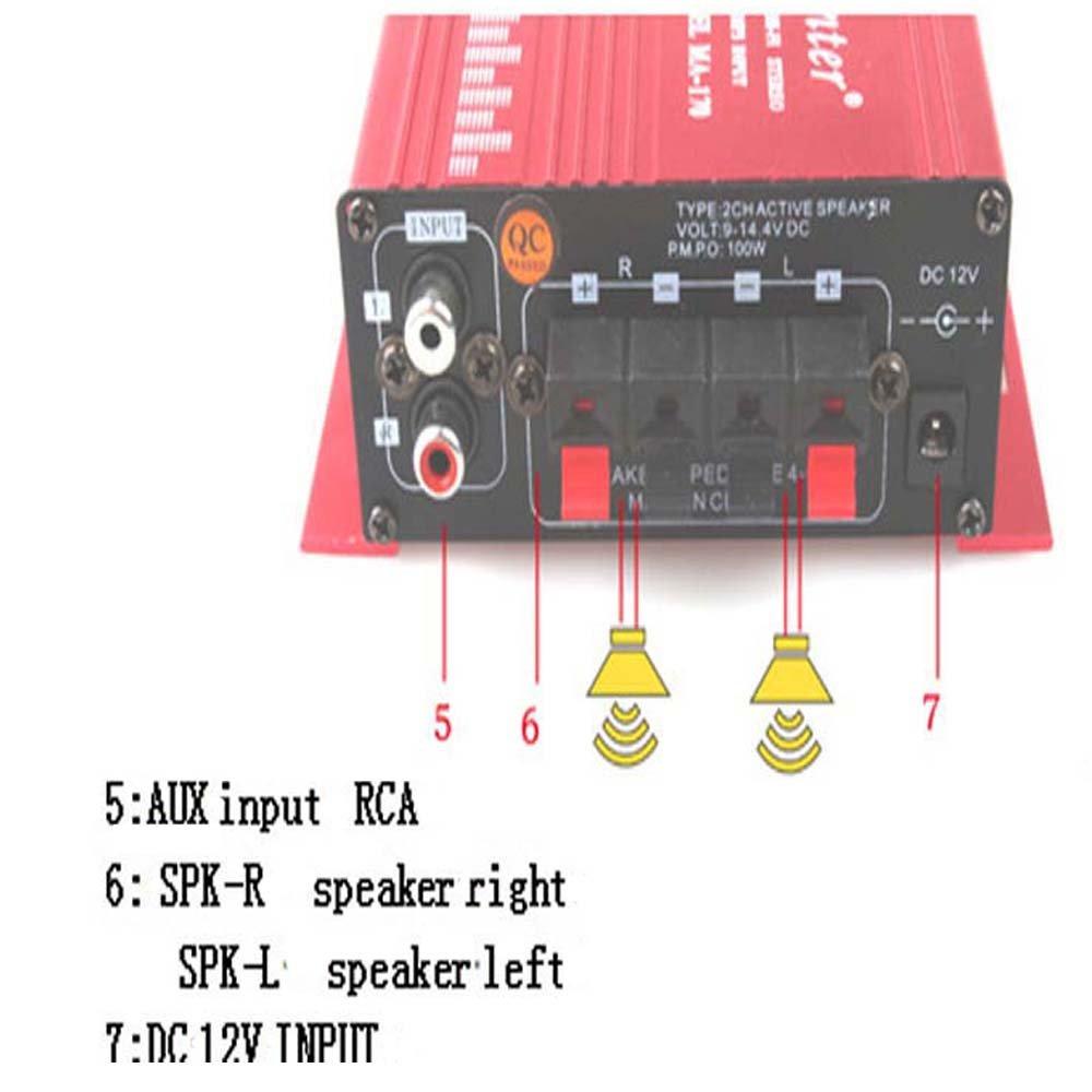 PolarLander MA170 Mini Small Amplifier Car Amplifier 2.0 20W Home Desktop Computer Amplifier HiFi Red