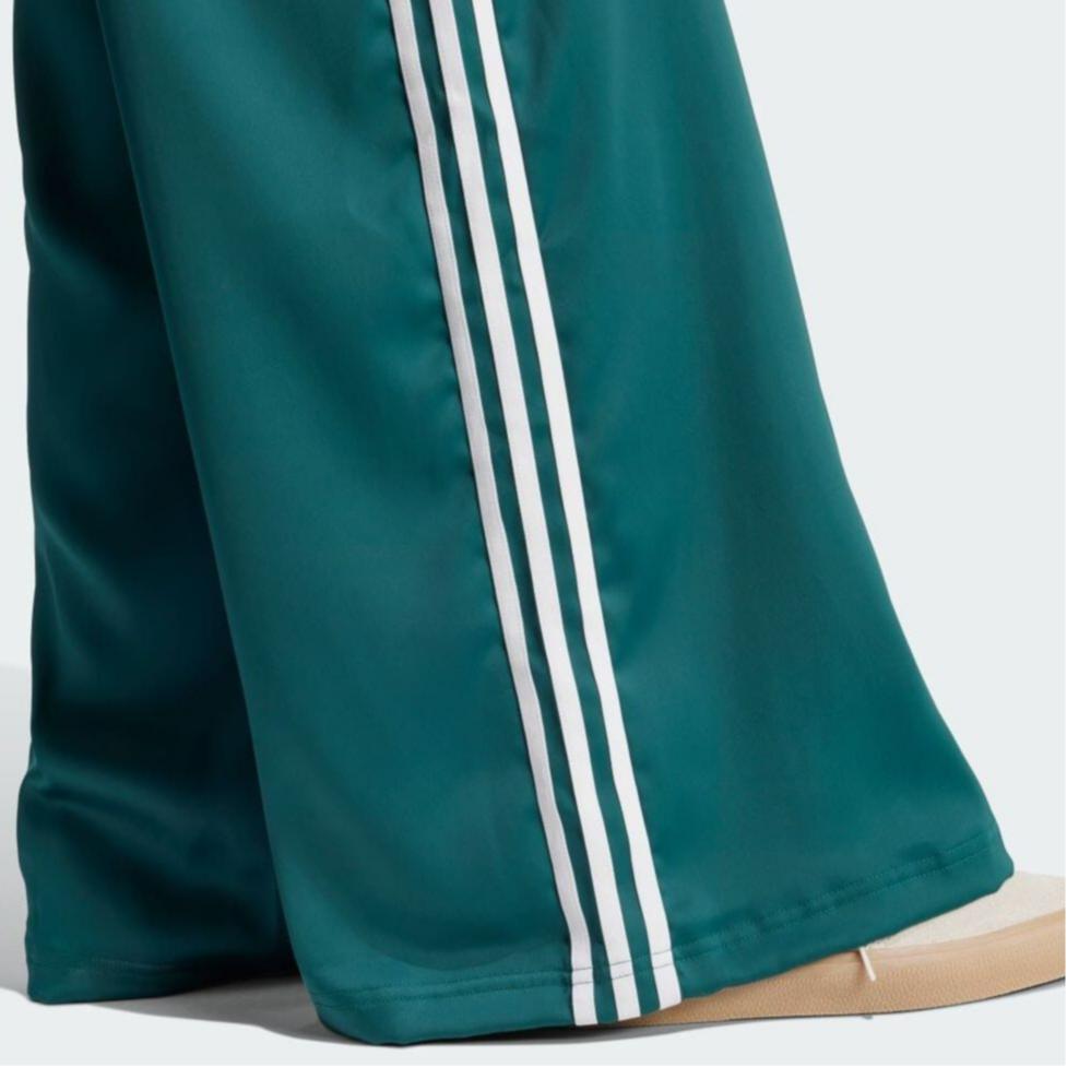 adidas Оригинальные повседневные брюки с логотипом и высокой талией, широкие брюки, женские, зеленые, IP2960
