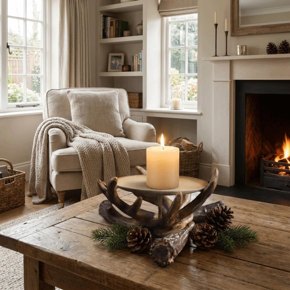 Handicraft Antler Candle Holder Vintage Tealight Holder Rustic Style Desktop Ornament Office