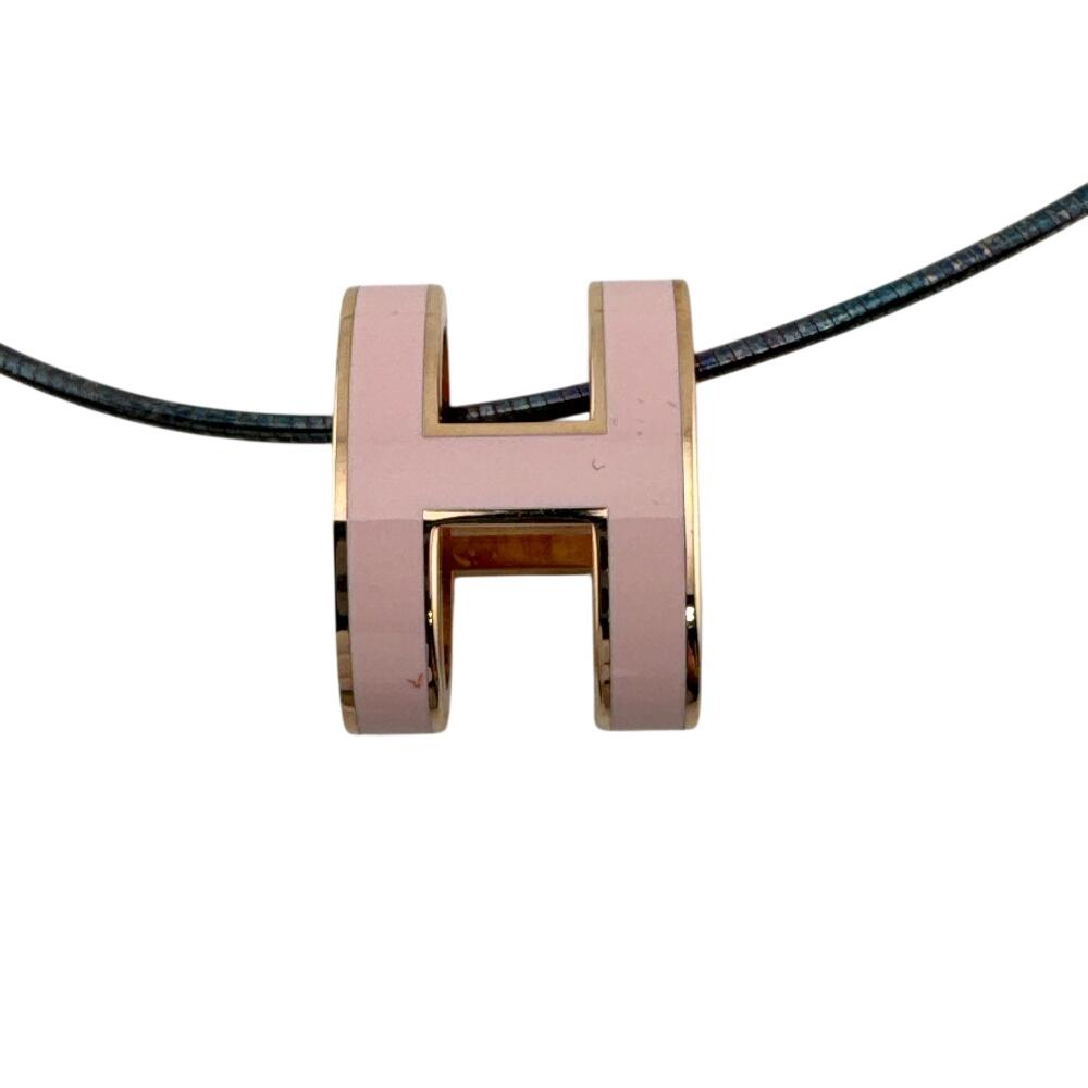 HERMES Pop H Dragee metal Pop ash Necklace pink metal Used