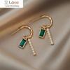Design Fashion Jewelry 14K Real Gold Plating Exquisite Green Zircon Earrings Elegant Women's Daily Work Accessories