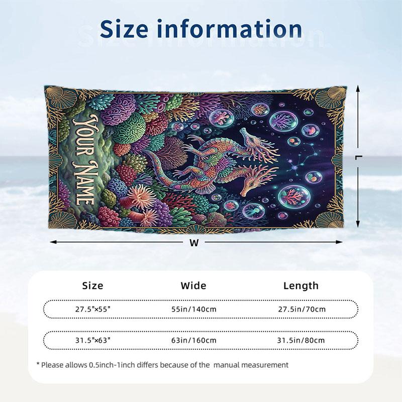 Dragon Phoenix Theme Beach Towel Personalized Custom Name & Text Soft Quick Dry Beach Towel for Swimming Travel