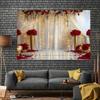 1 wedding-themed tapestry, with red roses and gold accents, bright colors - multi-functional home and event decoration