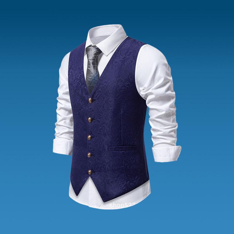 European Men's Halloween Jacquard Suit Vest for Stage Performance