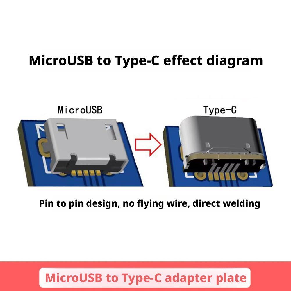 10Pcs USB To Type-C Adapter Board Female Connector Set 5Pin SMD SMT Type-C Socket Charging Port USB 2.0 Data Transmission