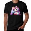 Unicorn Kawaii Alphabet Monogram Letter A T-Shirt T Shirts with Prints Man Tshirt Man T Shirts for Men Casual T-Shirt