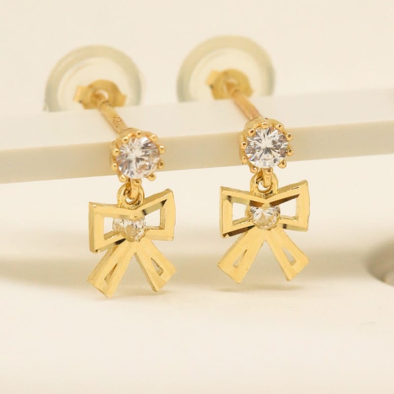 BEFORE MOONRISE [14K] Lovely Ribbon-Dangled Earrings GE231