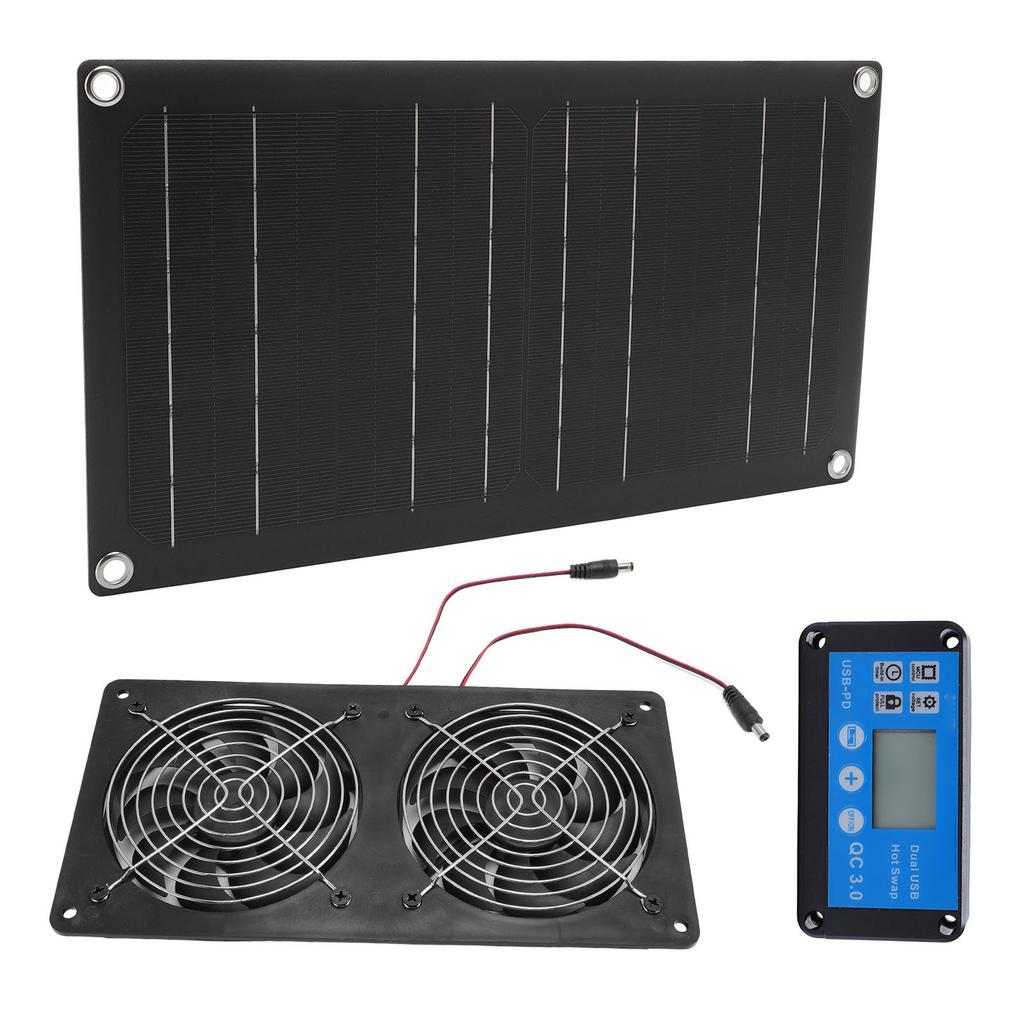 Solar powered fan, 6 inch solar dual exhaust fan kit, low noise dual cooling ventilation valve
