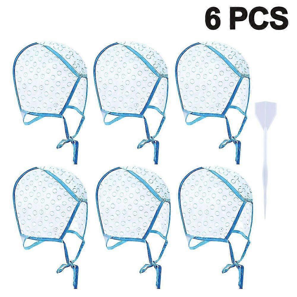 6 Pieces Tipping Cap Highlight Hair Cap Salon Hair Coloring Highlighting Dye Cap With Plastic Hooks For Dyeing Hair Hairdressing Tool (blue),8994