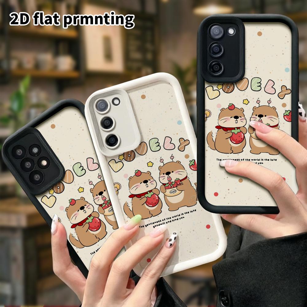 Phone case: 2D flat Samsung Galaxy A34 A35 M05 M06 S20 S22 S21 FE Plus 5G protective case, with two little otters, perfect holiday gift for Christmas