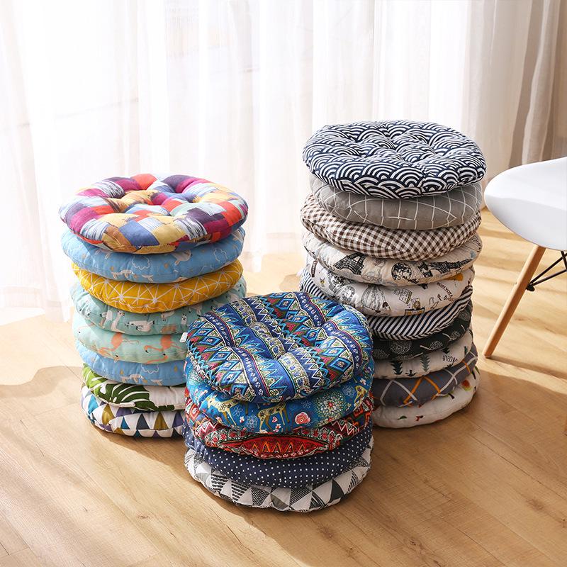 Thick Round Tatami Chair Cushion - Cute Student or Teacher Cotton & Linen Mat