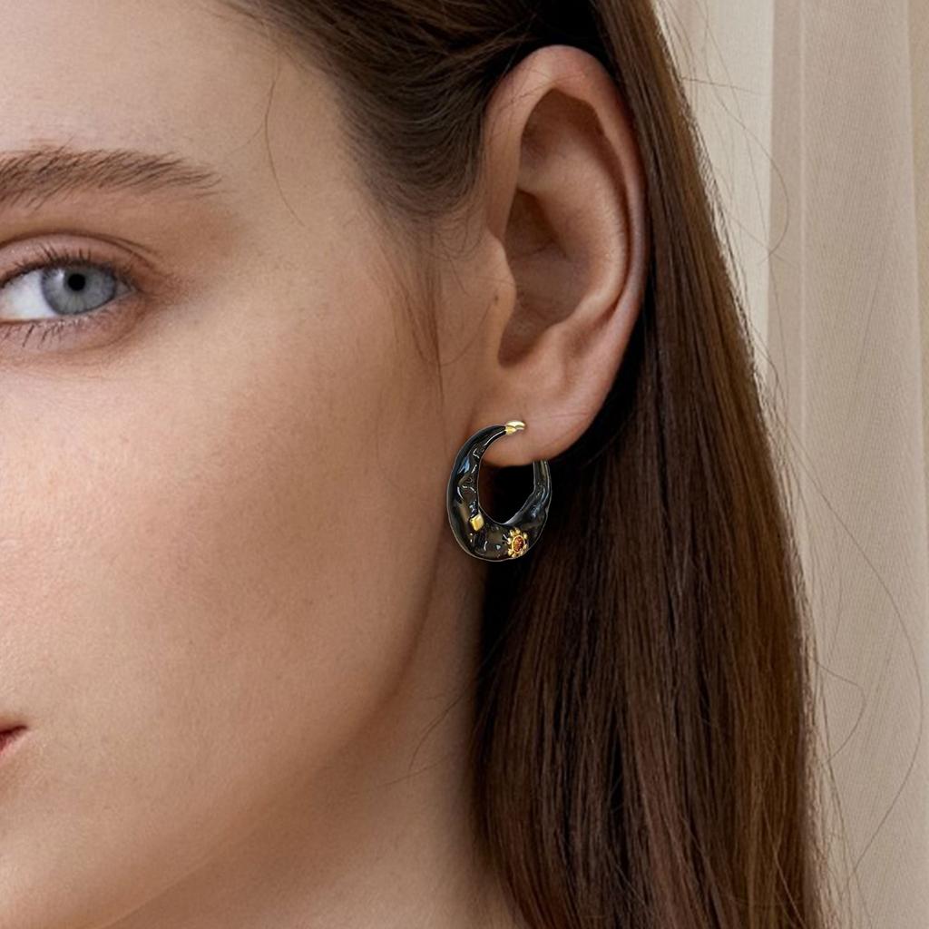 Ретро стиль эмалевые серьги-кольца легкие и удобные застежки для ушей ювелирные изделия ручной работы женские аксессуары для ушей