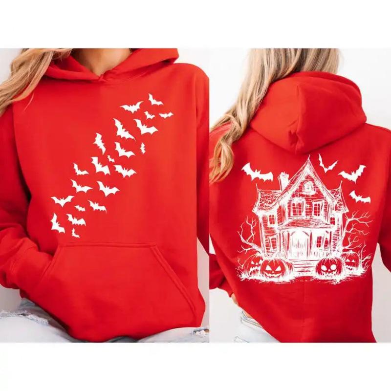 Cute Fall Hoodies Halloween Bat Hoody Front And