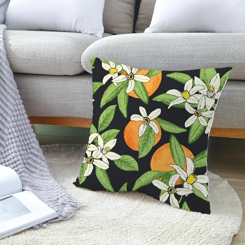 Summer Fruit Cushion Cover 45X45 Lemon Orange Strawberry Watermelon Decorative Pillowcase Polyester Sofa Cushions Home Decor