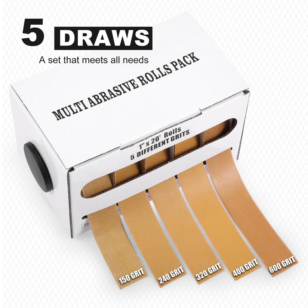 5/6 Rolls Grits Sandpaper 6M Dry Grinding Emery Sanding Belt 80-600 Grit Wear Resistant Sandpaper Rolls for Metal Wood Polishing