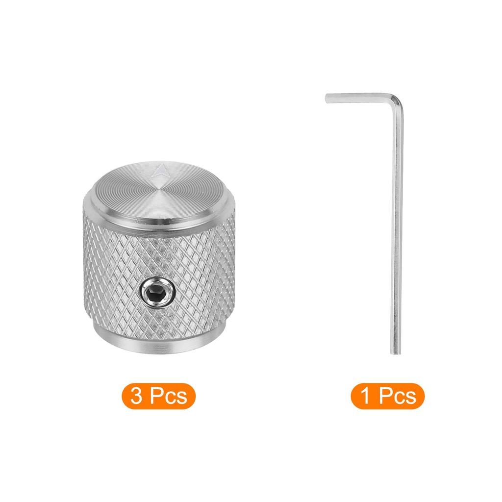 Uxcell Aluminum Potentiometer Universal Volume Tone Control Knob with Arrow Indicator for Silver 3-Piece Knob, 1/4" (6mm) Guitar, 1/2"