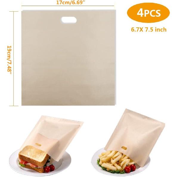 Пакеты для тостера Reble для сэндвичей с сыром на гриле | Самые безопасные на рынке - 100% без БФА и глютена | Антипригарный пакет для тостов (4шт)