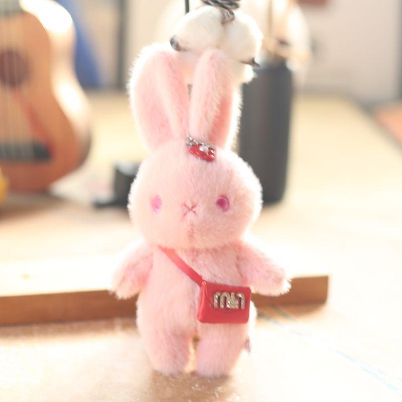 Cute Cute Shoulder Bag, White Rabbit Pendant Plush Toy Doll Bag Hanging Decoration Keychain Doll Doll Doll