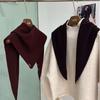 100% Pure Wool Knitted Triangle Scarf - Women's Versatile Autumn/Winter Headscarf & Shawl