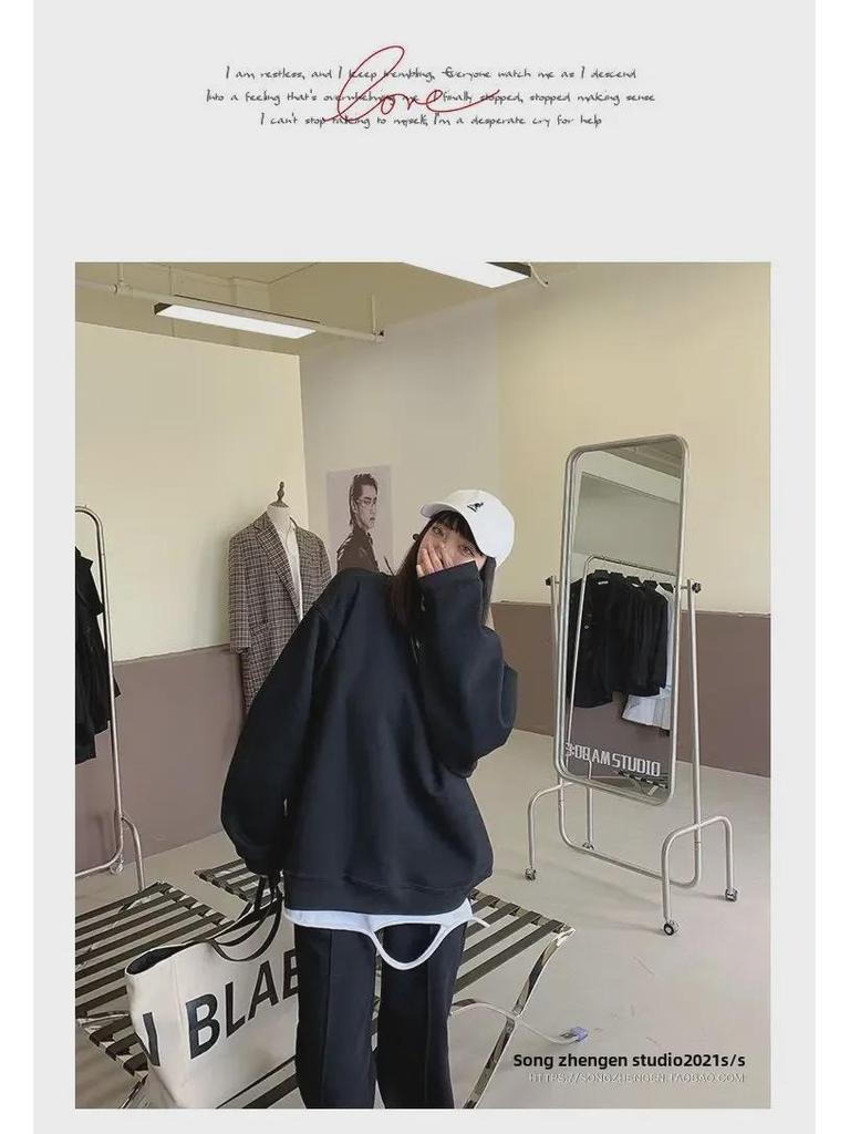 Spring & Autumn Women's Casual Sports Suit - European Street Fashion Two-Piece Set with Loose Sweater and Pants