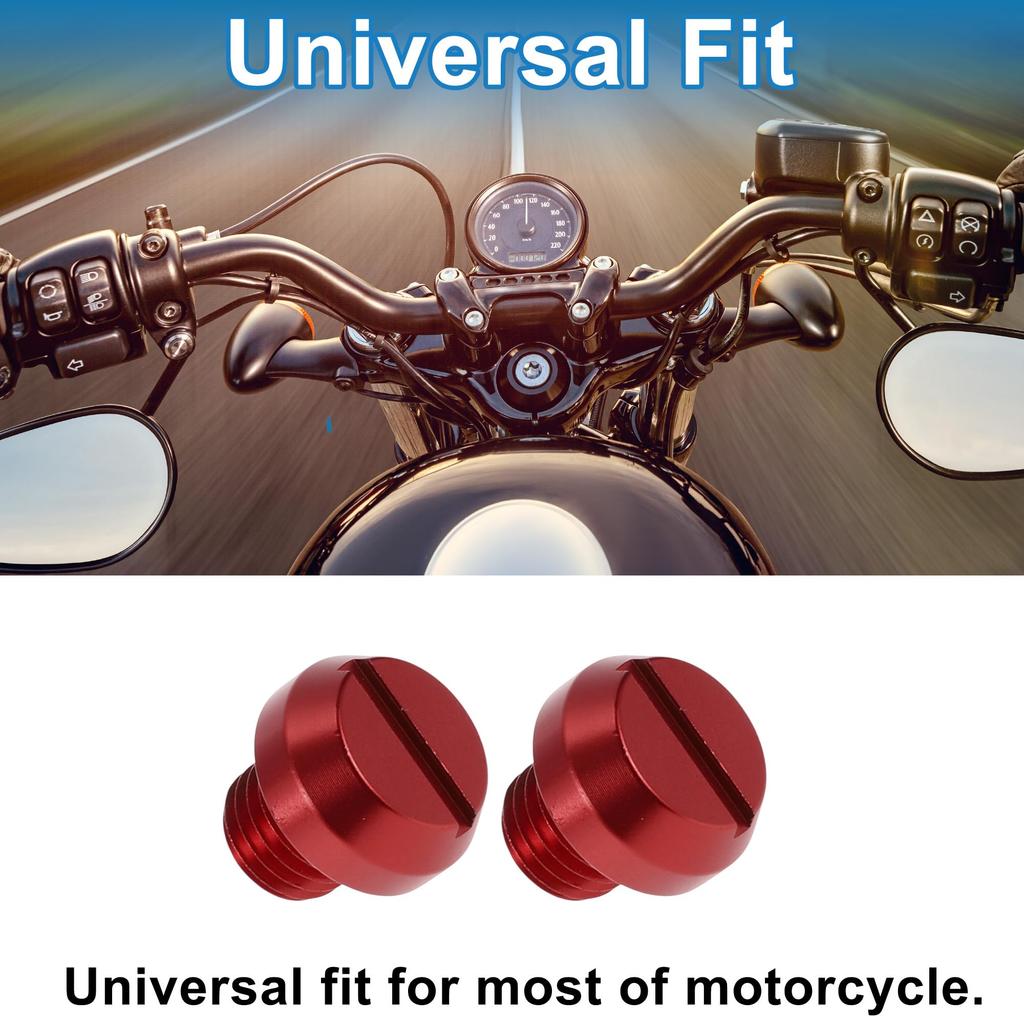 A ABSOPRO Motorcycle Mirror Hole Plug Right Hand M10x1.25 Motorcycle Rear View Mirror Screw Red 2pcs