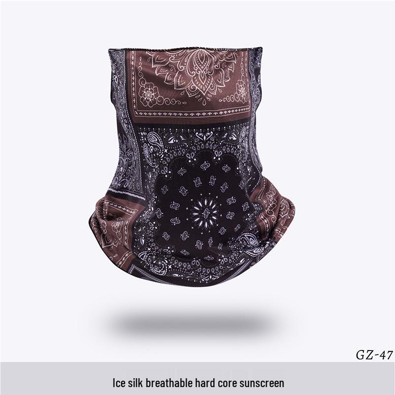 Ice Silk Ear-Hanging Face Mask - Breathable Sunshade & Neck Gaiter for Cycling & Sports