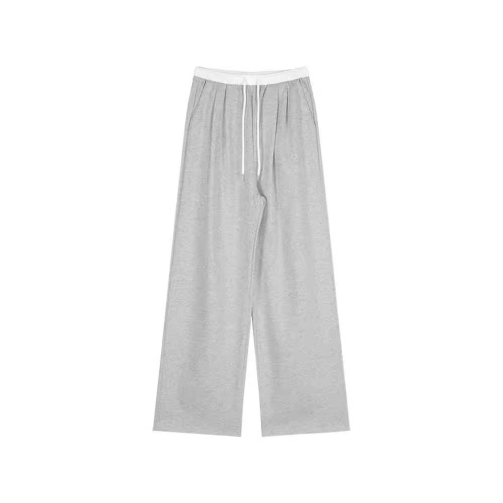 Женские повседневные брюки в стиле ретро с широкими штанинами на осень, свободные узкие прямые брюки серого цвета с высокой талией