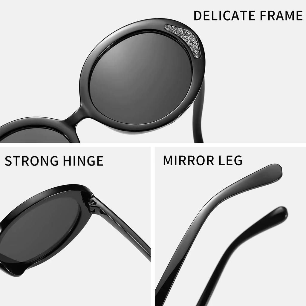 2026 Children's Candy Color Fine Flash Oval Frame Cute Baby Trendy Fashion Street Photography Sunshade Sunglasses