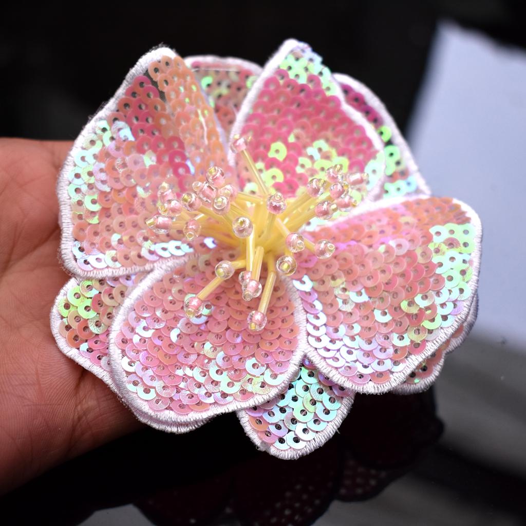 Handmade Beads Embroidery Flower Colorful Sequins Patch Cloth Decorated With DIY Auxiliary Material Large Repair Hole Applique