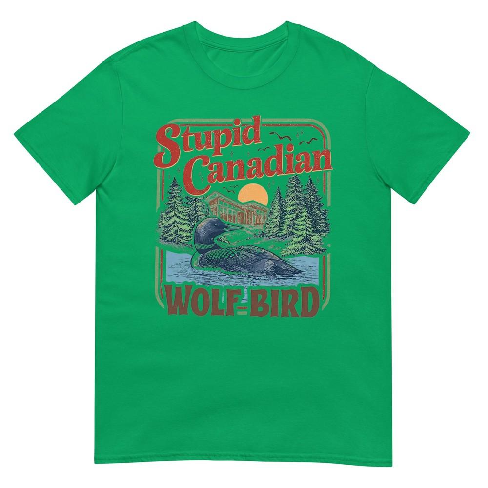 Stupid Canadian Wolf Bird Heated Hockey Meme Inspired Tshirt