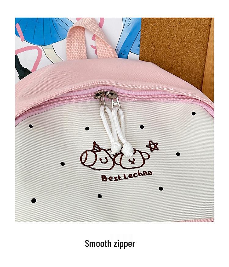 Japanese Anime Style Cute Girl Lightweight Backpack with Large Capacity and High-Value Brooch for Elementary Students