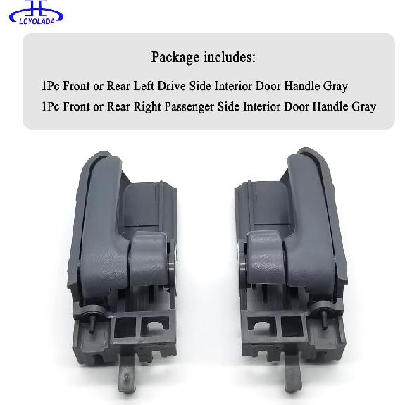 Pair Interior Door Handle (Gray) Compatible With 2003-2008 Toyota Corolla,2005-2015 Toyota Tacoma, 2003-2008 Pontiac Vibe,Replaces# TO1352136,