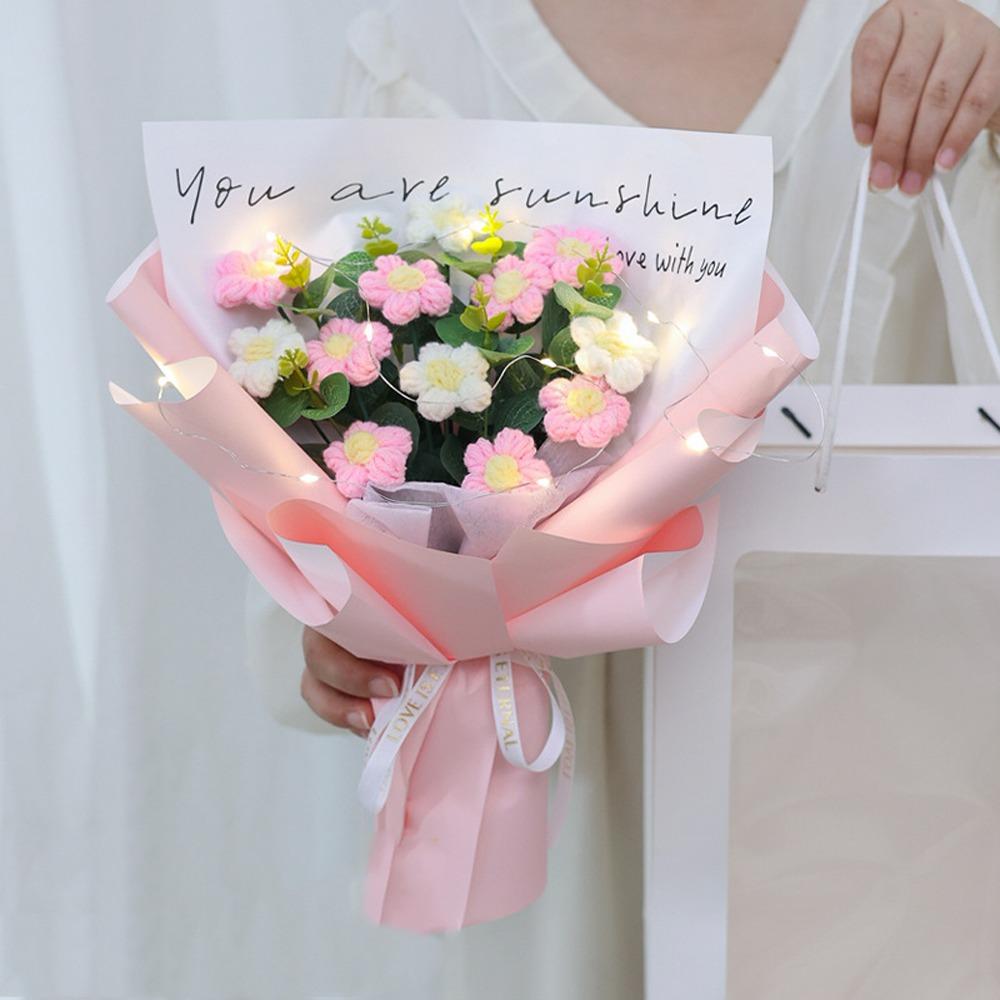 Мягкая пряжа Искусственная цветочная композиция Корейский стиль Вязаные крючком цветы ромашки Свадебная вечеринка