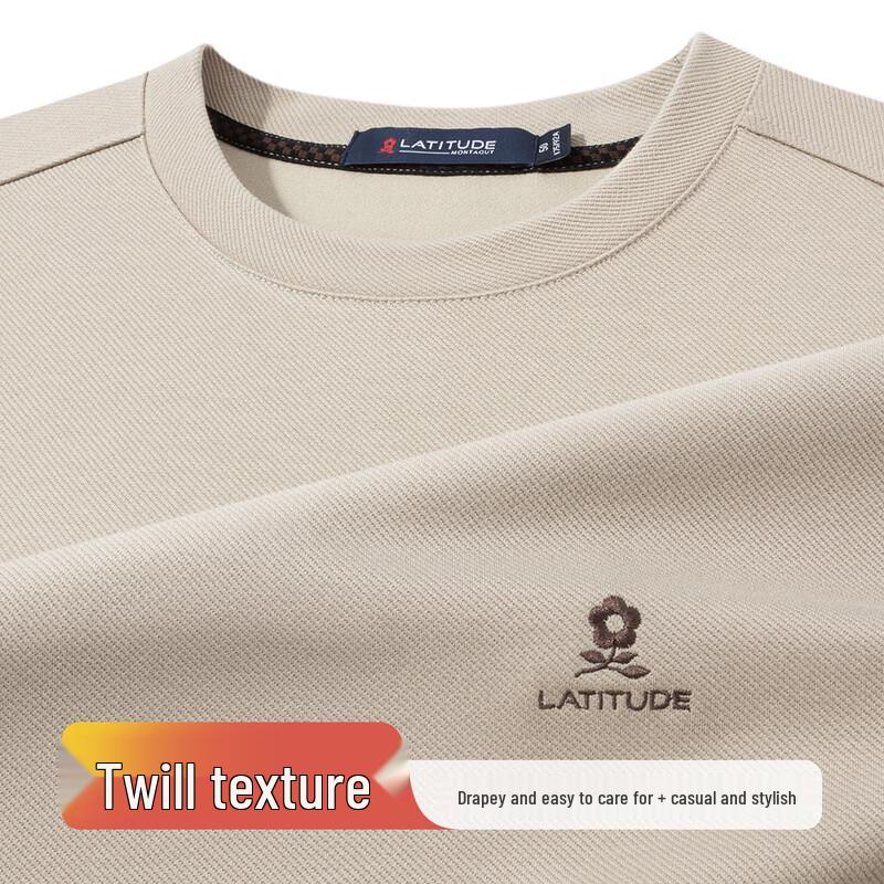 MONTAGUT Men's Twill Texture Easy-Care Long-Sleeve T-shirt