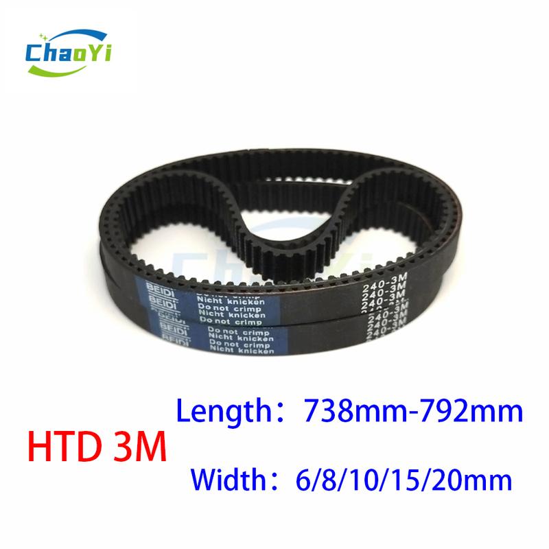 HTD 3M Rubber Timing Belt Length 738 741 750 753 756 765 768 774 780 786 789 792mm Width 6/8/10/15/20mm 3M Close Loop Drive Belt