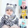 Winter Toddler Baby Boys Girl Bear Earmuff Baby Beanie Cap Kids Hat Scarf Set Neck Scarf