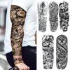 New 1 PC 480*170MM Super Large Compass Wolf Head Eye Fake Lion God Feather  Temporary Tattoo Sleeves For Men Women Tattoo Full Arm Tattoo Sticker