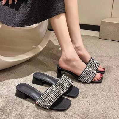 Модная уличная обувь на среднем каблуке, шлепанцы в стиле H на распродаже, нескользящая обувь, новая коллекция, стильные женские шлепанцы и женские сандалии